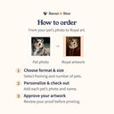 Choose a Royal portrait format, add pet photos, then approve your artwork before printing.
