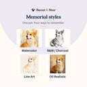 Compare Watercolor, B&W / Charcoal, Line Art and Oil Realistic memorial portraits.