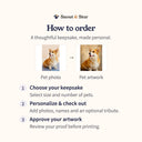 Add pet photos and an optional tribute to your keepsake, then approve the artwork before printing.